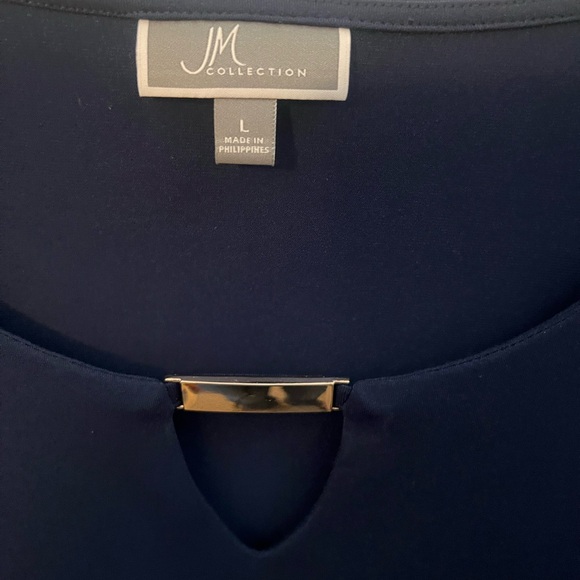 Ladies navy blue dressy/ casual blouse size L - Picture 3 of 4